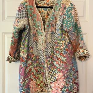 Patchwork Floral Quilted Coat - Multicolor